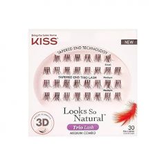 KISS Looks So Natural Trio Lash Medium Combo Pack, False Eyelashes with Tapered End Technology, 3D Lengths & Angles, Easy Grip Tray with Built-In Glue Pocket, 30 Trio Lashes in Short & Medium Lengths