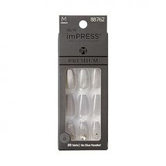 KISS imPRESS No Glue Mani Press On Nails, Premium, Legacy', Gray, Medium Size, Coffin Shape, Includes 30 Nails, Prep Pad, Instructions Sheet, 1 Manicure Stick, 1 Mini File