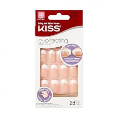 KISS Everlasting, Press-On Nails, Nail glue included, 'Infinite', French, Medium Size, Squoval Shape, Includes 28 Nails, 2g Glue, 1 Manicure Stick, 1 Mini file