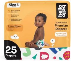 Hello Bello Premium Baby Diapers Size 3 I 25 Count of Disposable, Extra-Absorbent, Hypoallergenic Baby Diapers with Snug and Comfort Fit I Alphabet Soup