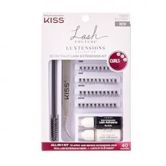 KISS Lash Couture Luxtension, False Eyelashes, Lash Extension Kit, 12 mm, Includes 40 Wisps, Tweezers, Spoolie, Semi-Permanent Lash Adhesive And Remover, Easy to Apply, Reusable