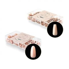 Apres Nail Gel-X? French Manicure Box of Tips | 330 Gel-X Tips | 10 Sizes 0-9 | No size 00 included (Natural Coffin Medium)