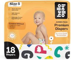 Hello Bello Premium Baby Diapers Size 5 I 18 Count of Disposable, Extra-Absorbent, Hypoallergenic Baby Diapers with Snug and Comfort Fit I Alphabet Soup