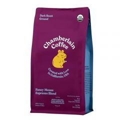 Chamberlain Coffee Fancy Mouse Espresso Blend - Extra Bold, Dark Roast Ground Coffee Beans with Notes of Sweet Caramel, Dark Chocolate & Toasted Peanuts - Specialty Ground Coffee Freshly Roasted In California - 12 oz