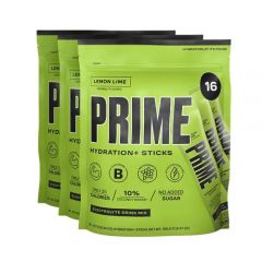 PRIME HYDRATION+ Sticks Lemon Lime | Hydration Powder Single Serve Sticks | Electrolyte Powder On The Go | Low Sugar | Caffeine-Free | Vegan | 48 Sticks