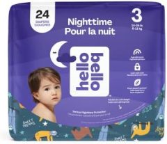 Hello Bello Premium Overnight Baby Diapers Size 3, 24 Count, Unisex, Ultra Absorbent and Soft, Eco-Friendly Disposable Diapers for Babies and Toddlers