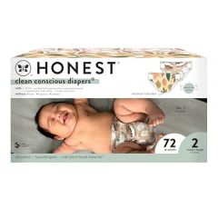 The Honest Company Clean Conscious Diapers | Plant-Based, Sustainable | Fall '24 Limited Edition Prints | Club Box, Size 2 (12-18 lbs), 72 Count