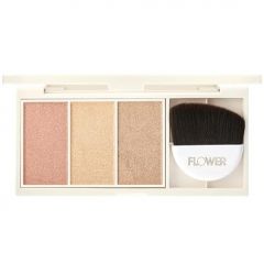 FLOWER Beauty By Drew Barrymore Shimmer & Strobe Highlighting Palette - Glowing Bronzer Powder Kit For Face - Blendable Coverage - Skintones - 3 Enhancing Colors - Strobe Brush Included (Sunkissed Shimmer)