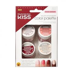 KISS Salon Dip Powder Nail Kit for KISS Salon Dip Color System, 4 Jars of Color Dip Powder: Light Nude, Rose Pink, Plum Red, & Gold Glitter, Net Wt. 7.5 g (0.25 oz.) Each