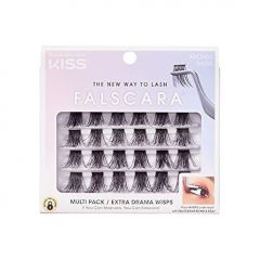 KISS Falscara Multipack False Eyelashes, Lash Clusters, 'Extra Drama Wisps', 18mm-20mm, Includes 24 Lash Wisps (6 Short, 12 Medium, 6 Long), Contact Lens Friendly, Easy to Apply, Reusable Strip Lashes