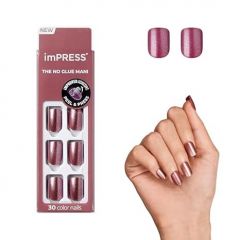 KISS imPRESS No Glue Mani Press On Nails, Color, Peanut Pink', Pink, Short Size, Squoval Shape, Includes 30 Nails, Prep Pad, Instructions Sheet, 1 Manicure Stick, 1 Mini File