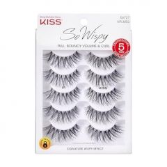 KISS So Wispy, False Eyelashes, 'Style #01', 14 mm, Includes 5 Pairs Of Lashes, Contact Lens Friendly, Easy to Apply, Reusable Strip Lashes, Multipack