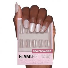 Glamnetic Press On Nails - Goal Digger | Glossy, Semi-Transparent, Short Round Nails, Reusable | 12 Sizes - 30 Nail Kit with Glue