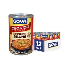 Goya Foods Refried Beans Chorizo, 16 Ounce (Pack of 12)