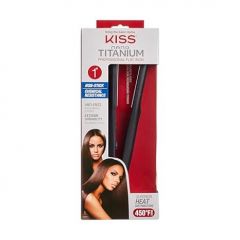 KISS Nano Titanium Professional Flat Iron Hair Straightener & Styling Tool, 1" Non-Stick Chemical Resistant Titanium Plates, 1.04 Pounds, Variable Temperature Control, Ergonomic Design