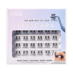 KISS Falscara Multipack False Eyelashes, Lash Clusters, 'Natural Wispy Wisps', 10mm-12mm-14mm, Includes 24 Assorted Lengths Wisps, Contact Lens Friendly, Easy to Apply, Reusable Strip Lashes