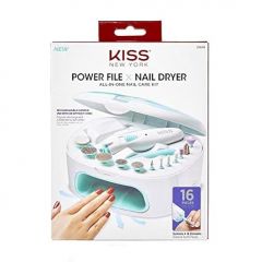 KISS Power File X Nail Dryer All-in-One Nail Care Kit, Cordless Rechargeable Handle, Salon Style Nail Dryer, 12 Interchangeable Styling Attachments, Ergonomic Design, Storage Case, 16 Pcs., 1.14 Lbs.