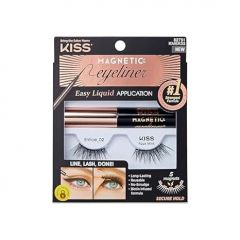 KISS Magnetic Eyeliner False Eyelashes, 'Entice', 12 mm, Includes 1 Pair Of Magnetic Lashes, Magnetic Lash Eyeliner, Contact Lens Friendly, Easy to Apply, Reusable Strip Lashes