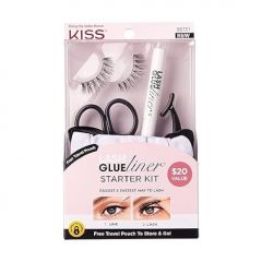 KISS Glueliner, False Eyelashes, 'Glue Liner', 10 mm, Includes 1 Pair Of Lash, 1 Glue Liner, 1 Scissors, 1 Applicator, Travel Pouch, Contact Lens Friendly, Easy to Apply, Reusable Strip Lashes