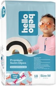 Hello Bello Premium Swim Diapers I Affordable and Eco-Friendly Disposable Swim Dipes for Babies and Kids I Size Medium - Diaper Size 4-5