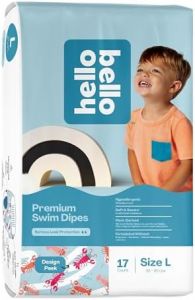 Hello Bello Premium Swim Diapers - Size L (32-40 lbs), Cute Extra-Bright Lobster Designs, 17 Count Jumbo Pack