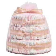 The Honest Company Deluxe Diaper Cake | Clean Conscious Diapers, Baby Personal Care, Plant-Based Wipes | Rose Blossom | Deluxe, Size 1 (8-14 lbs), 70 Count