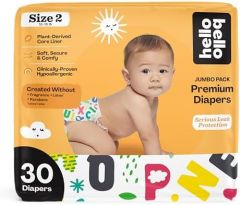 Hello Bello Premium Baby Diapers Size 2 I 30 Count of Disposable, Extra-Absorbent, Hypoallergenic Baby Diapers with Snug and Comfort Fit I Alphabet Soup