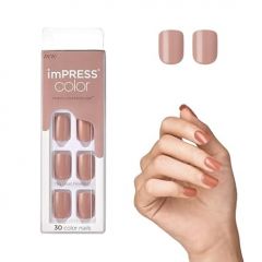 KISS imPRESS No Glue Mani Press On Nails, Color, Sandbox', Pink, Short Size, Squoval Shape, Includes 30 Nails, Prep Pad, Instructions Sheet, 1 Manicure Stick, 1 Mini File