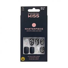 KISS Masterpiece One-Of-A-Kind Luxe Manicure – Short, Square - Show My Throne, Waterproof, Durable, Flexible, No Damage, Trendy & Intricate Nail Art From Home, Lasts Up to 7 Days | 30 Count