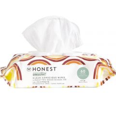 The Honest Company Clean Conscious Unscented Wipes , Over 99% Water, Compostable, Plant-Based, Baby Wipes , Hypoallergenic for Sensitive Skin, EWG Verified , Rainbow, 60 Count