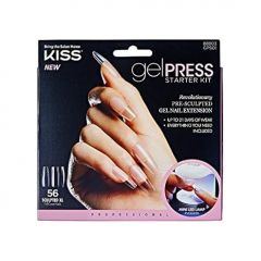 KISS GelPress Professional Gel Nail Starter Kit, Includes 56 Pre-Sculpted Gel Nail Extensions, UV Gel, 1 LED Lamp, 6.7 mL Primer, 1 Nail File, 1 Manicure Stick