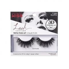 KISS Lash Couture Triple Push Up Collection, 3D Volume False Eyelashes with Triple Design Technology, Multi-Angles & Lengths, Reusable, Style 'Camisole', 1 Pair Fake Eyelashes