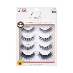 KISS Lash Couture Faux Mink False Eyelashes Multipack, Celebrity Favorite Wispy Effect, Volume & Curl, Lash Extensions Look, Crisscross Pattern, Reusable, Cruelty Free, Contact Lens Friendly, 4-Pair