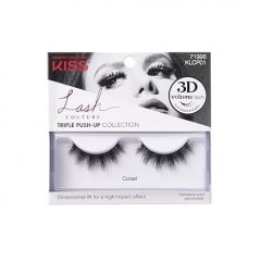 KISS Lash Couture Triple Push-Up False Eyelashes, 'Corset', 10 mm, Includes 1 Pair Of Lash, Contact Lens Friendly, Easy to Apply, Reusable Strip Lashes