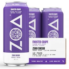 ZOA Zero Sugar Energy Drinks, Frosted Grape - Sugar Free with Electrolytes, Healthy Vitamin C, Amino Acids, Essential B-Vitamins, and Caffeine from Green Tea - 16 Fl Oz (12-Pack)