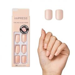 KISS imPRESS No Glue Mani Press On Nails, Color, Peevish Pink', Pink, Short Size, Squoval Shape, Includes 30 Nails, Prep Pad, Instructions Sheet, 1 Manicure Stick, 1 Mini File