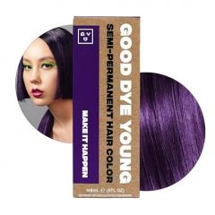 Good Dye Young Semi Permanent Purple Hair Dye for Dark Hair (Make It Happen) ? UV Protective Temporary Hair Color Lasts 15-24+ Washes ? Conditioning Eggplant Purple Hair Dye