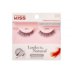 KISS Looks So Natural False Eyelashes, 'Shy', 14 mm, Includes 1 Pair Of Lash, Contact Lens Friendly, Easy to Apply, Reusable Strip Lashes