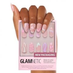 Glamnetic Press On Nails - Hailey | Glossy, Semi-Transparent, Short Almond Nails, Reusable | 15 Sizes - 30 Nail Kit with Glue