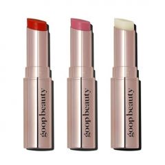 goop Beauty Lip Balm Trio | Moisturizing & Hydrating Lip Balm for Chapped, Cracked & Dry Lips | Clear, Peony, and Tomato | Lip Tint with Nourishing Formula | Petroleum & Paraben Free | 0.16 oz Each