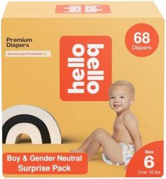 Hello Bello Premium Baby Diapers Size 6 I 68 Count of Disposable, Extra-Absorbent, Hypoallergenic, and Eco-Friendly Baby Diapers with Snug and Comfort Fit I Surprise Boy Patterns