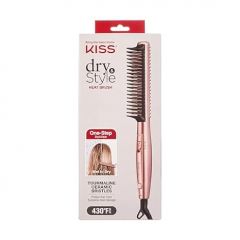 KISS Dry and Style Heat Brush, Wet to Dry Detangling and Volumizing Hot Comb, Tourmaline Ceramic Bristles, 2 Temperature Settings, Ultra Lightweight Handle, 360° Swivel Power Cord