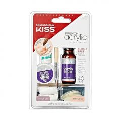 KISS French Acrylic False Nails Sculpture Kit, Natural & French Manicure, Extended Bubble-Free Nail Tips with Acrylic Liquid & Powder, Maximum Speed Nail Glue, Application Brush, & 40 Fake Nails