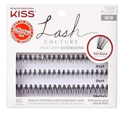 KISS Lash Couture Faux Mink Lash Extensions, Style 'Venus', Exclusive Flat-Band Technology, Short & Medium Length, 60 Individual Lash Clusters, Glue On Lashes