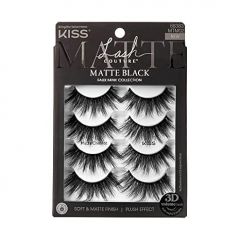 KISS Lash Couture 3D Matte False Eyelashes, 'Matte Cheviot', 18mm-20mm, Includes 4 Pairs Of Lashes, Contact Lens Friendly, Easy to Apply, Reusable Strip Lashes