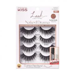 KISS Lash Couture Naked Drama, False Eyelashes, 'Multipack Taffeta', 14 mm, Includes 4 Pairs Of Lashes, Contact Lens Friendly, Easy to Apply, Reusable Strip Lashes