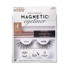 KISS Magnetic, False Eyelashes, 'Charm', 12 mm, Includes 1 Pair Of Magnetic Lashes, Magnetic Lash Eyeliner, Contact Lens Friendly, Easy to Apply, Reusable Strip Lashes