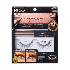 KISS Magnetic False Eyelashes, 'Lure', 12 mm, Includes 1 Pair Of Magnetic Lashes, Magnetic Lash Eyeliner, Contact Lens Friendly, Easy to Apply, Reusable Strip Lashes