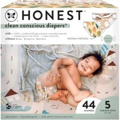 The Honest Company Clean Conscious Diapers | Plant-Based, Sustainable | Fall '24 Limited Edition Prints | Club Box, Size 5 (27+ lbs), 44 Count