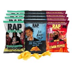 Rap Snacks Lil Baby, Rick Ross, and Migos, All In, Sweet Chili Lemon Pepper, and Sour Cream with a Dab of Ranch Chips Variety - Pack of 12